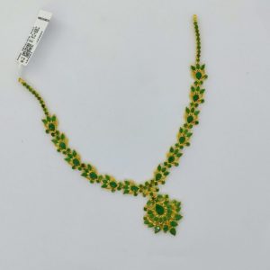 Gold Emerald Necklace 22kt